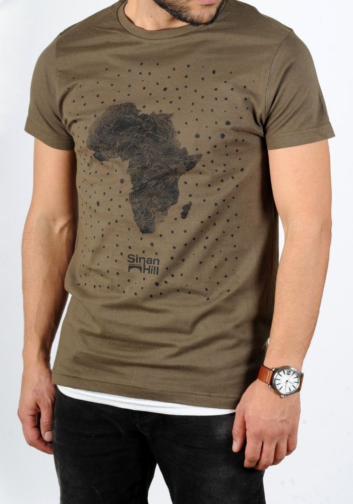 T-shirt Sinan Hill "Pépite de sable" Kaki et noir