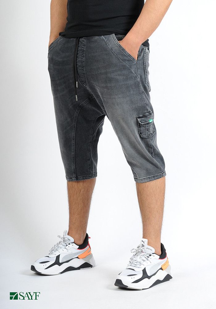 Sarouel bermuda SAYF black denim' 2