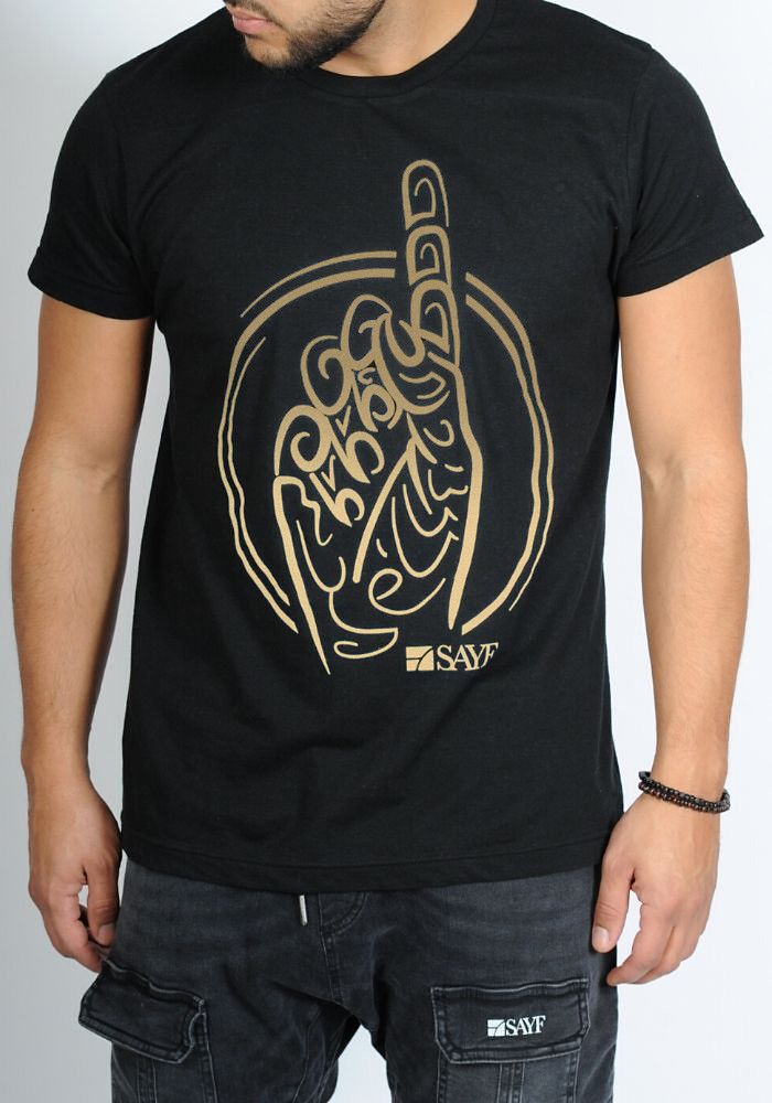T-shirt SAYF "Calligraphie" noir et Or