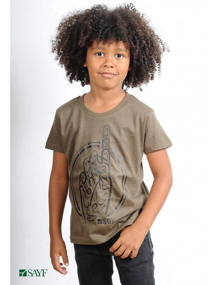 T-shirt enfant "Calligraphie" kaki