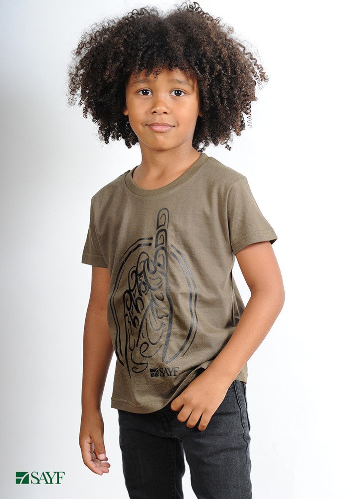 T-shirt enfant "Calligraphie" kaki 2