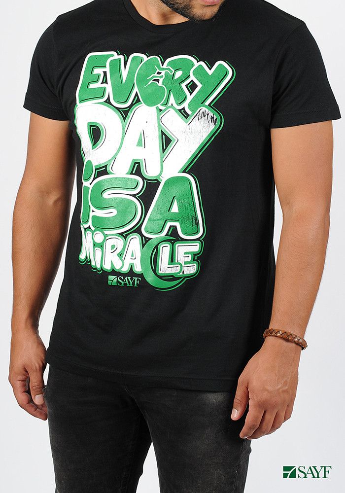 T-shirt SAYF "miracle" noir et vert