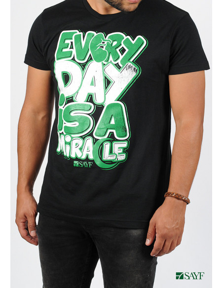 T-shirt SAYF "miracle" noir et vert