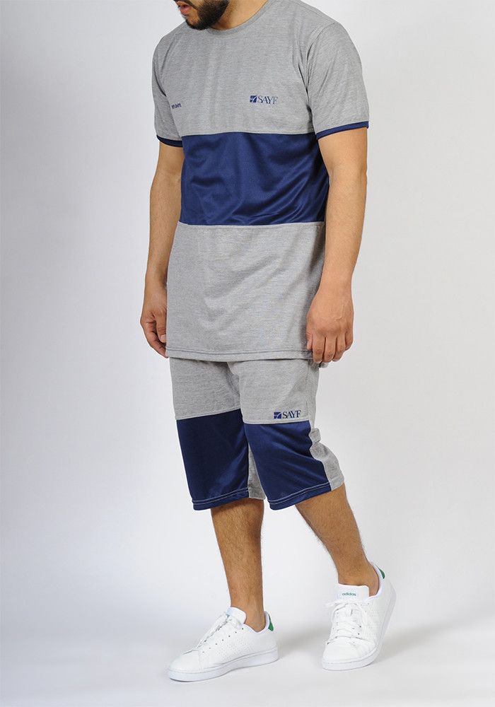 Ensemble bi-matière SAYF (gris - marine) Ensemble bi-matière SAYF (gris - marine)