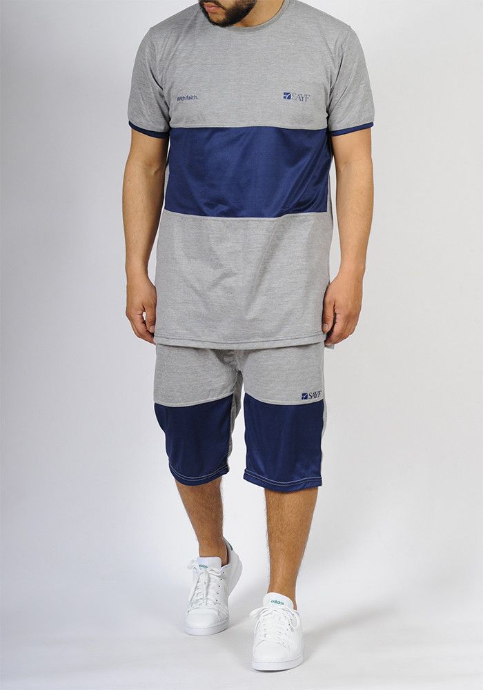 Ensemble bi-matière SAYF (gris - marine) 2