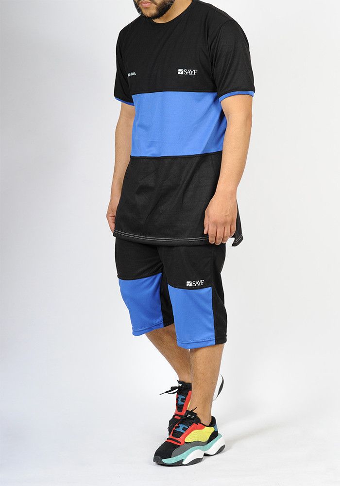 Ensemble bi-matière SAYF (noir - bleu roi) Ensemble bi-matière SAYF (noir - bleu roi)