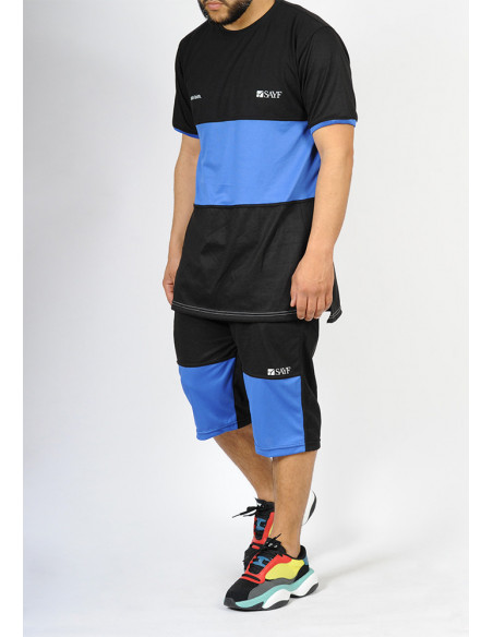 Ensemble bi-matière SAYF (noir - bleu roi)