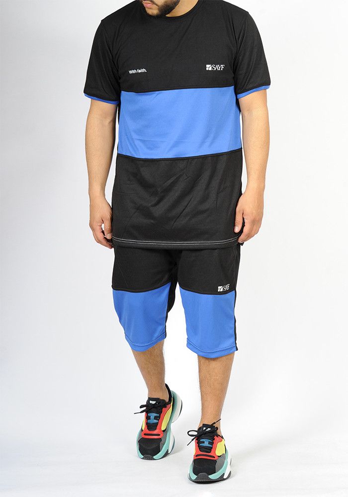 Ensemble bi-matière SAYF (noir - bleu roi)