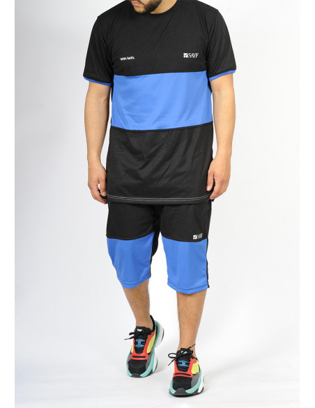 Ensemble bi-matière SAYF (noir - bleu roi)