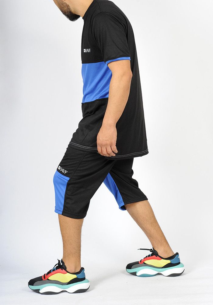 Ensemble bi-matière SAYF (noir - bleu roi)