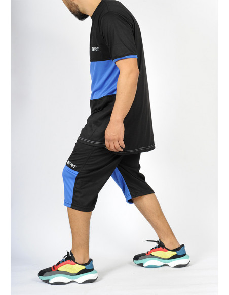 Ensemble bi-matière SAYF (noir - bleu roi)