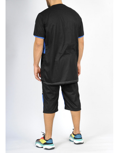 Ensemble bi-matière SAYF (noir - bleu roi)