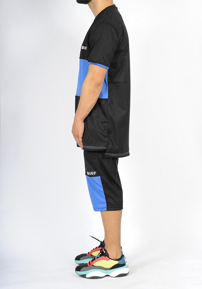 Ensemble bi-matière SAYF (noir - bleu roi)