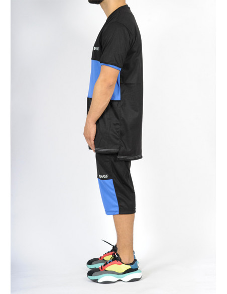 Ensemble bi-matière SAYF (noir - bleu roi)