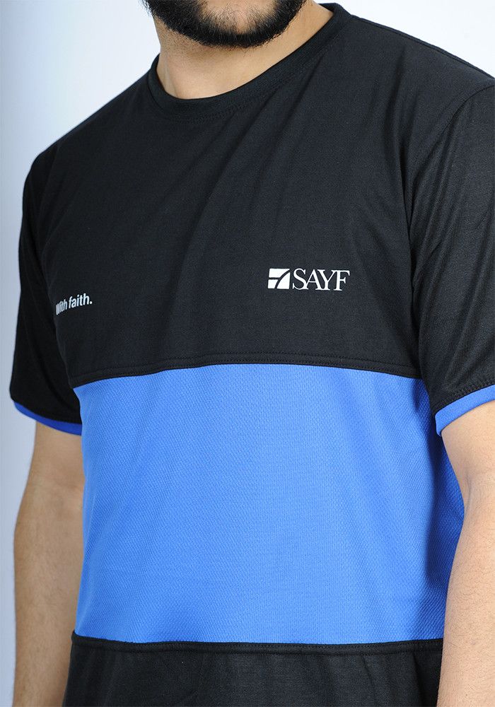 Ensemble bi-matière SAYF (noir - bleu roi)