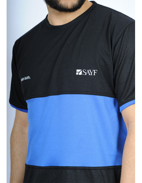 Ensemble bi-matière SAYF (noir - bleu roi)