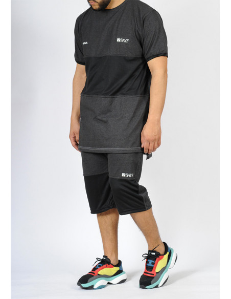 Ensemble bi-matière SAYF (noir - anthracite)