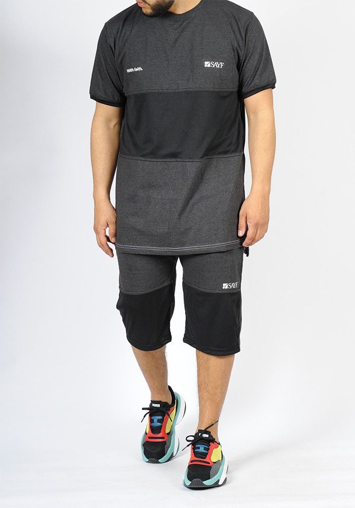 Ensemble bi-matière SAYF (noir - anthracite)