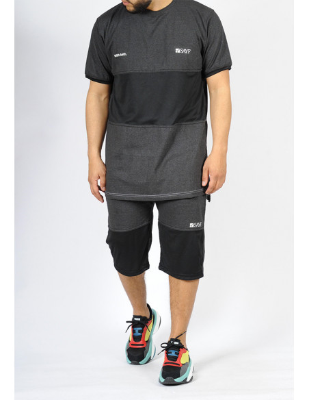 Ensemble bi-matière SAYF (noir - anthracite)