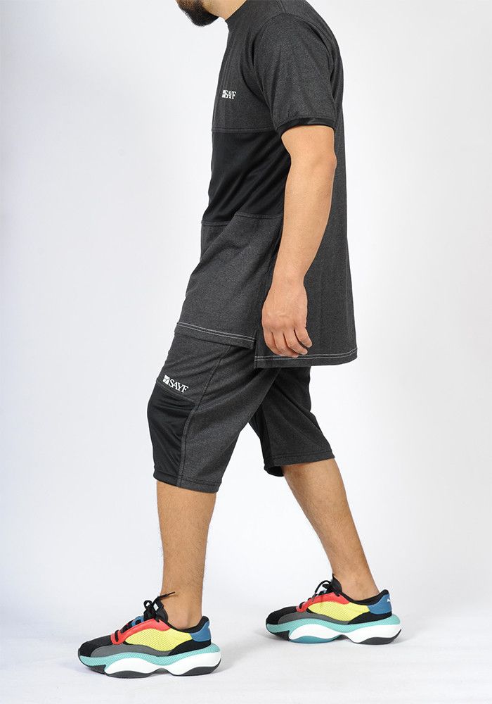 Ensemble bi-matière SAYF (noir - anthracite)