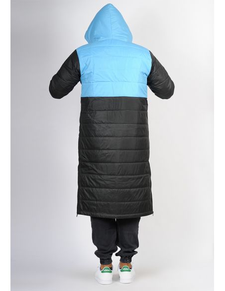 Doudoune extra-longue SAYF (noire bleu ciel)