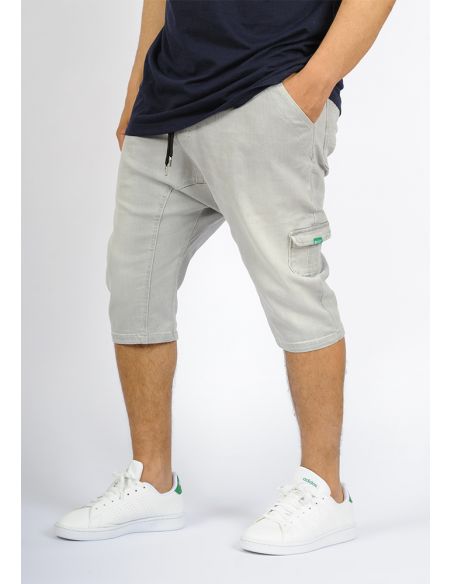 Sarouel bermuda SAYF light grey denim