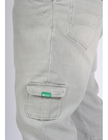 Sarouel bermuda SAYF light grey denim