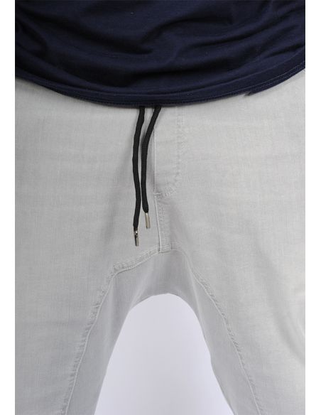 Sarouel bermuda SAYF light grey denim