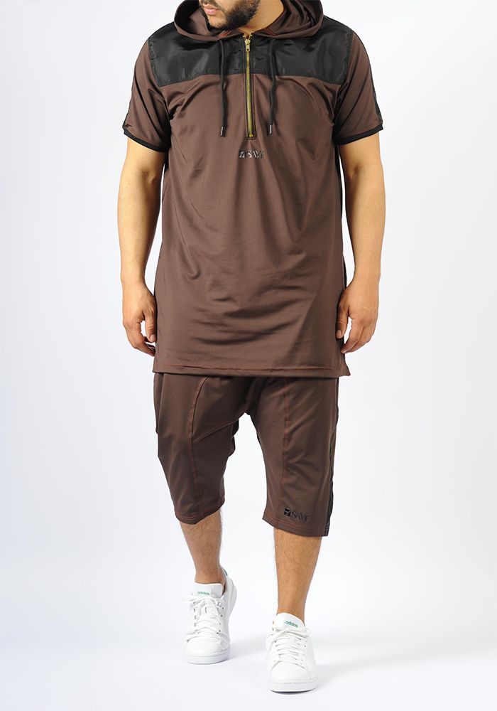 Ensemble d'été SAYF bi-matière (marron)