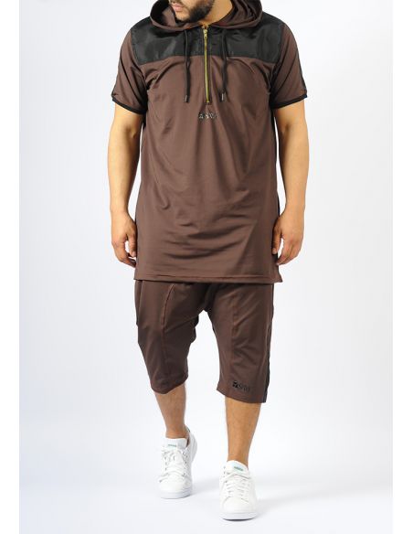 Ensemble d'été SAYF bi-matière (marron)