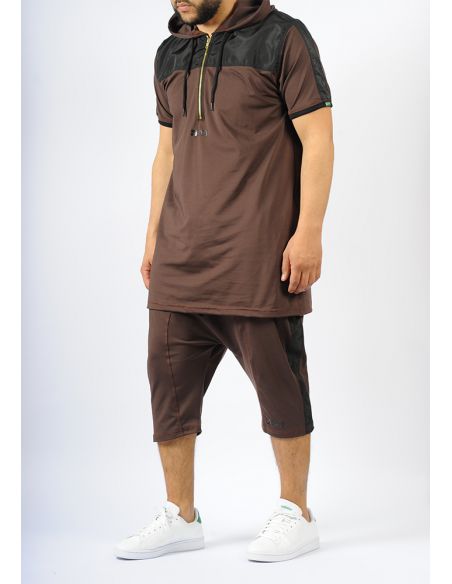 Ensemble d'été SAYF bi-matière (marron)