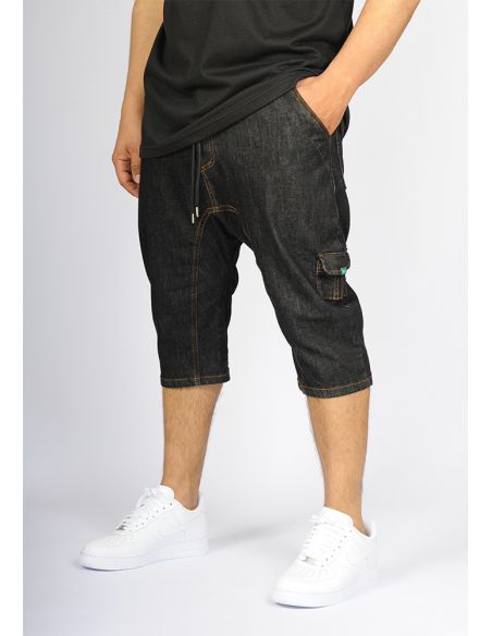 Sarouel bermuda SAYF all black denim