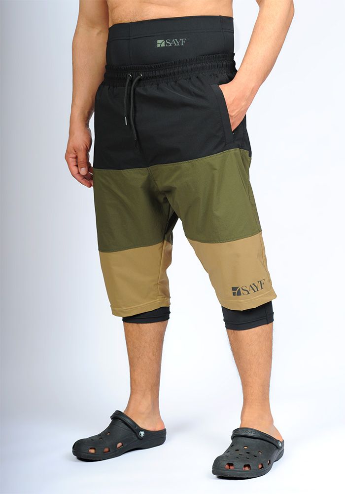 Sarouel de bain SAYF (noir kaki beige)