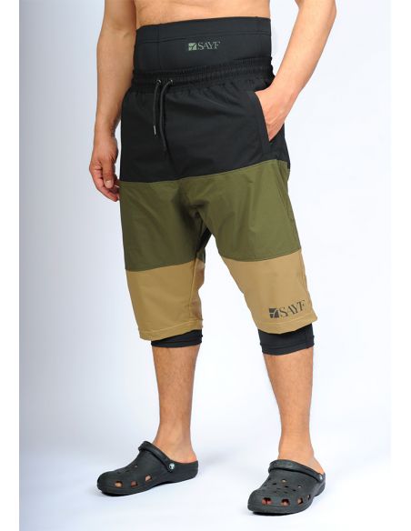 Sarouel de bain SAYF (noir kaki beige)