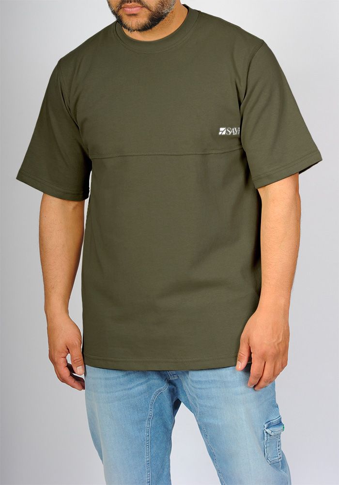 T-shirt mi-long SAYF relax (kaki)