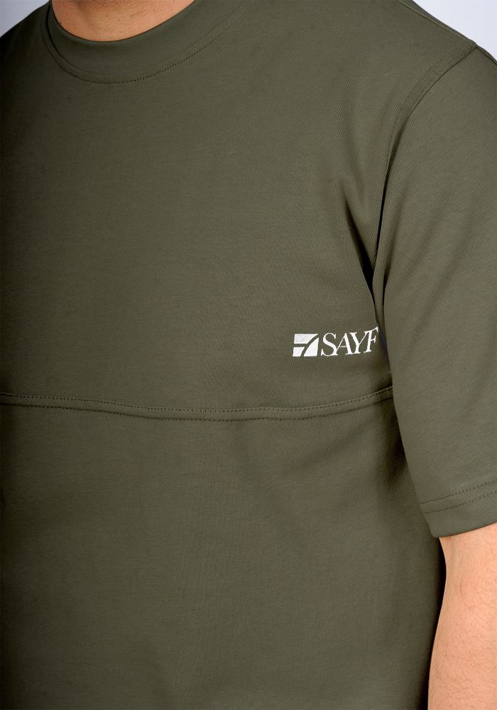 T-shirt mi-long SAYF relax (kaki)