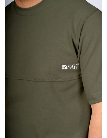 T-shirt mi-long SAYF relax (kaki)