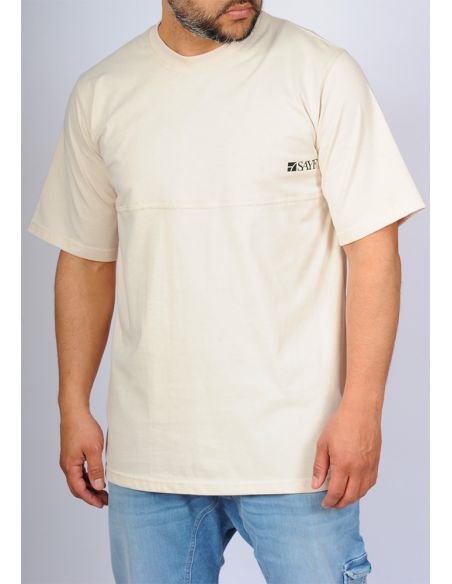 T-shirt mi-long SAYF relax (beige pastel)