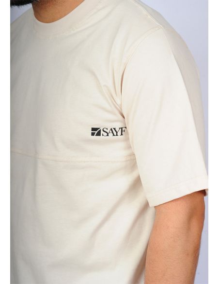 T-shirt mi-long SAYF relax (beige pastel)