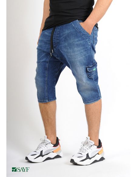 Sarouel short SAYF blue denim'