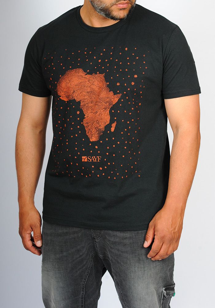 T-shirt SAYF "grande Afrique (noir -Terracotta)