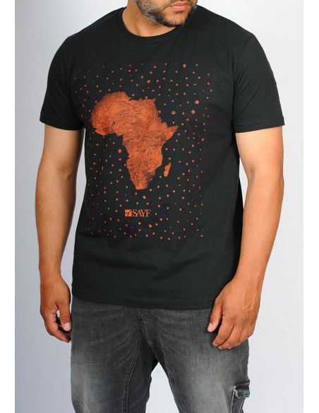 T-shirt SAYF "grande Afrique (noire -Terracotta)