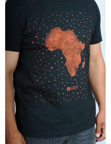 T-shirt SAYF "grande Afrique (noire -Terracotta)