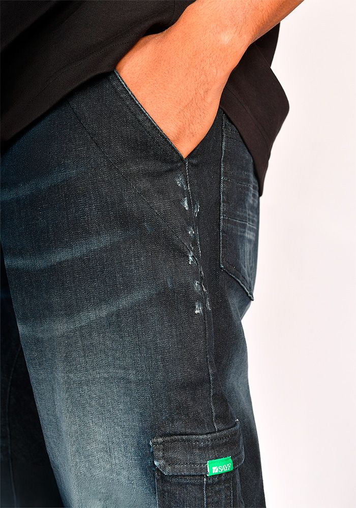 Sarouel bermuda SAYF volcano denim