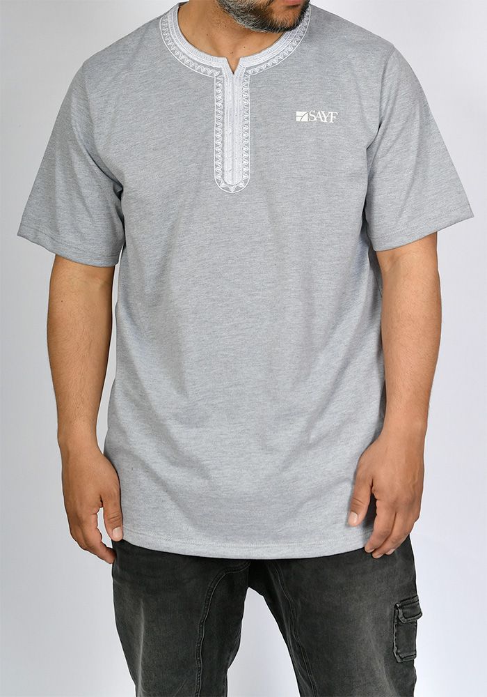 T-shirt mi-long SAYF artisanat (gris)
