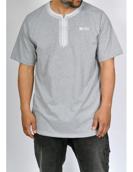 T-shirt mi-long SAYF artisanat (gris)