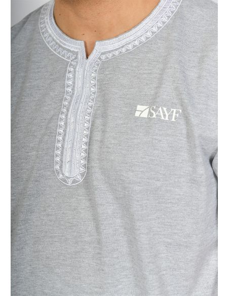 T-shirt mi-long SAYF artisanat (gris)