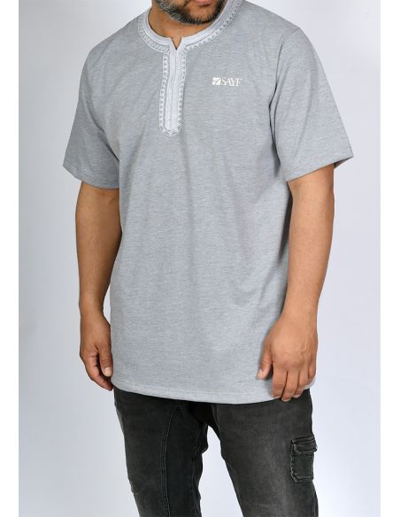 T-shirt mi-long SAYF artisanat (gris)