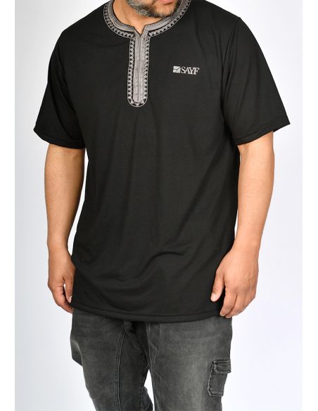 T-shirt mi-long SAYF artisanat (noir)