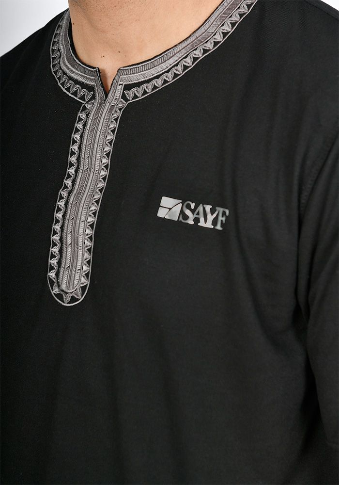 T-shirt mi-long SAYF artisanat (noir)